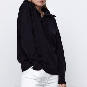 Zara Women’s Navy Blue 100% Cotton Sweater S Size